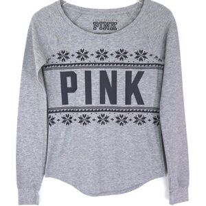 PINK Victoria's Secret Gray Waffle Knit Top Size Small